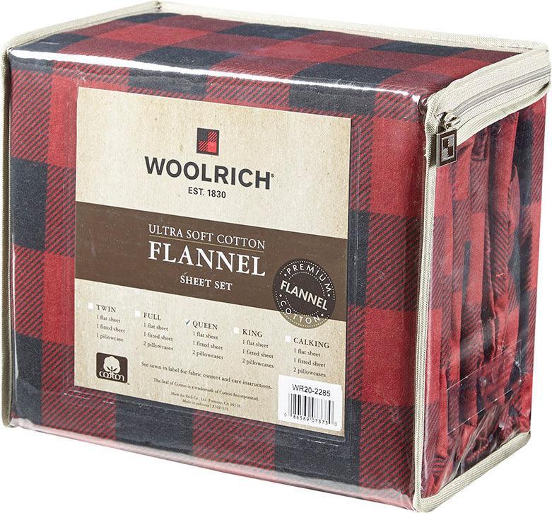 Flannel California King Cotton Sheet Set Red & Black Olliix.com