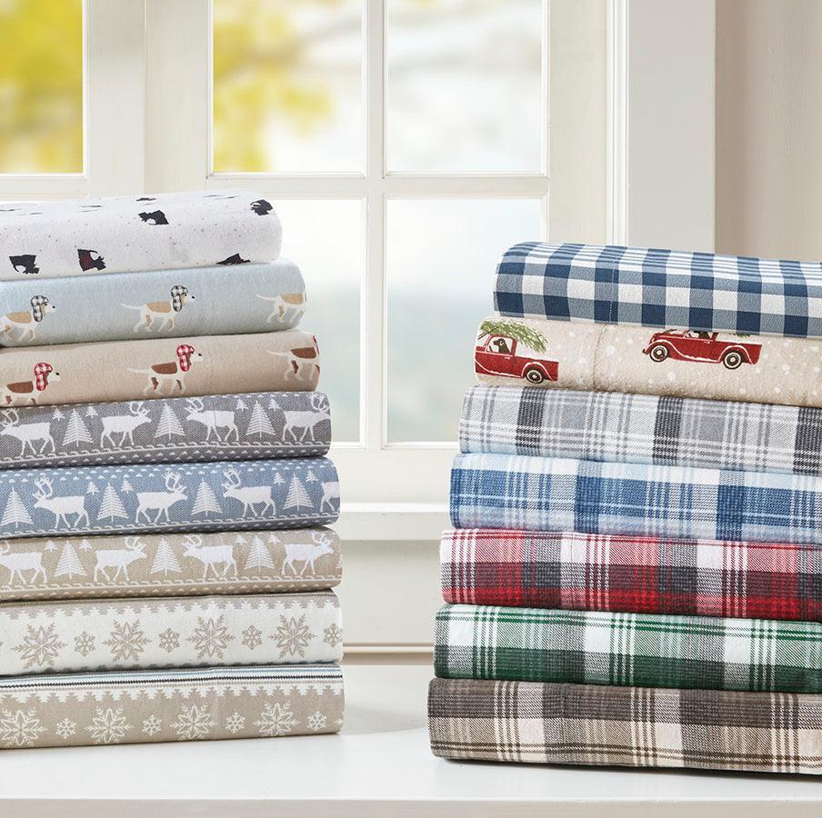 Flannel California King Cotton Sheet Set Red Olliix.com