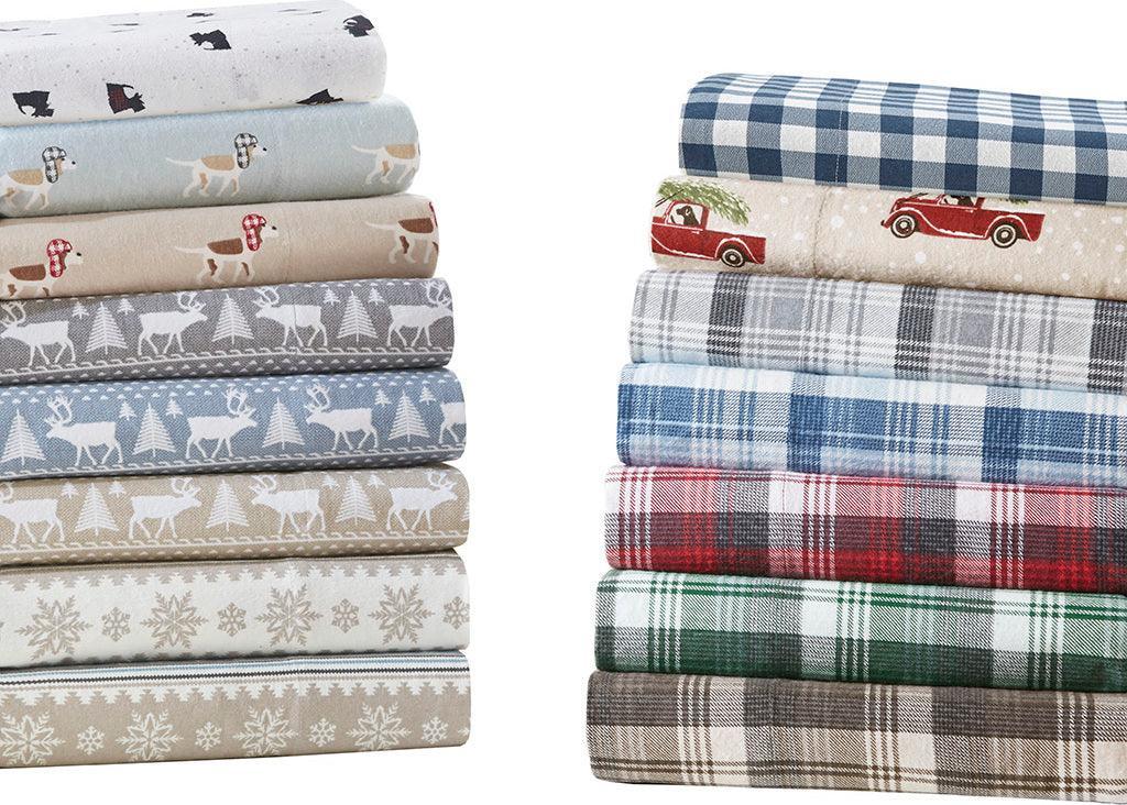 Flannel California King Cotton Sheet Set Red Olliix.com