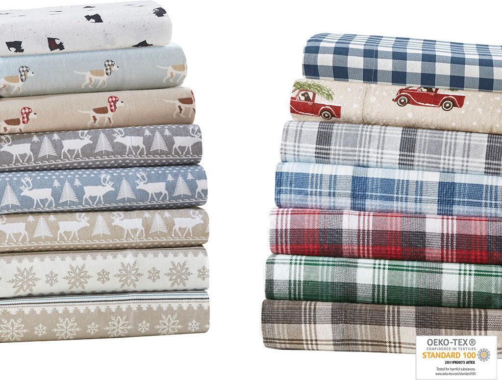 Flannel California King Cotton Sheet Set Red Olliix.com