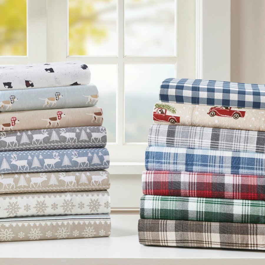 Flannel California King Cotton Sheet Set Red Olliix.com