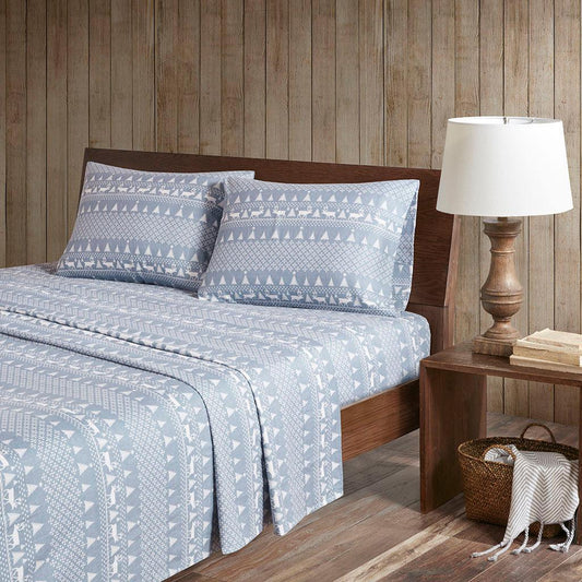 Flannel California King Sheet Set Blue Frost Olliix.com