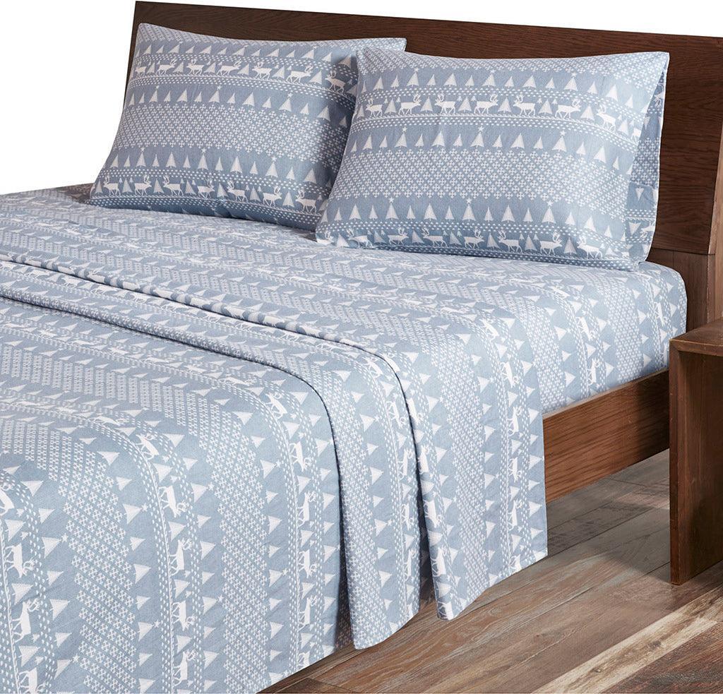 Flannel California King Sheet Set Blue Frost Olliix.com