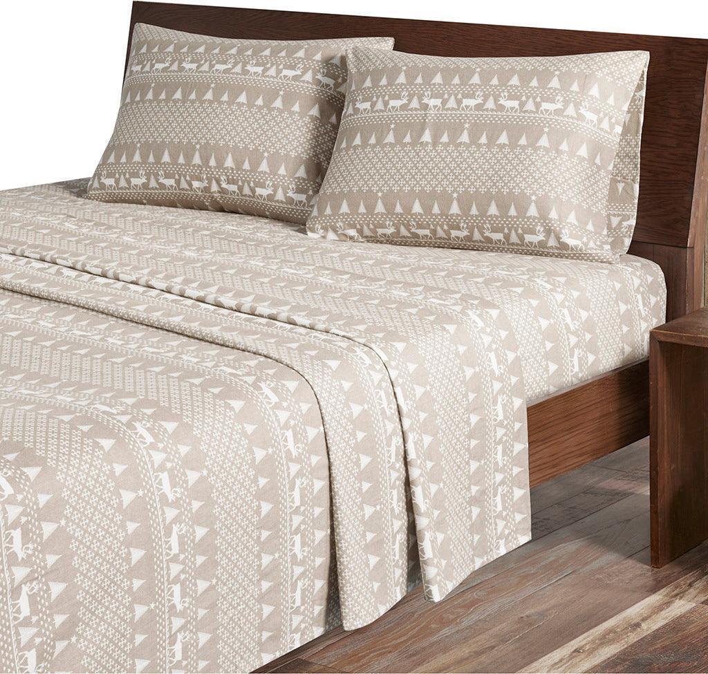 Flannel California King Sheet Set Tan Frost Olliix.com