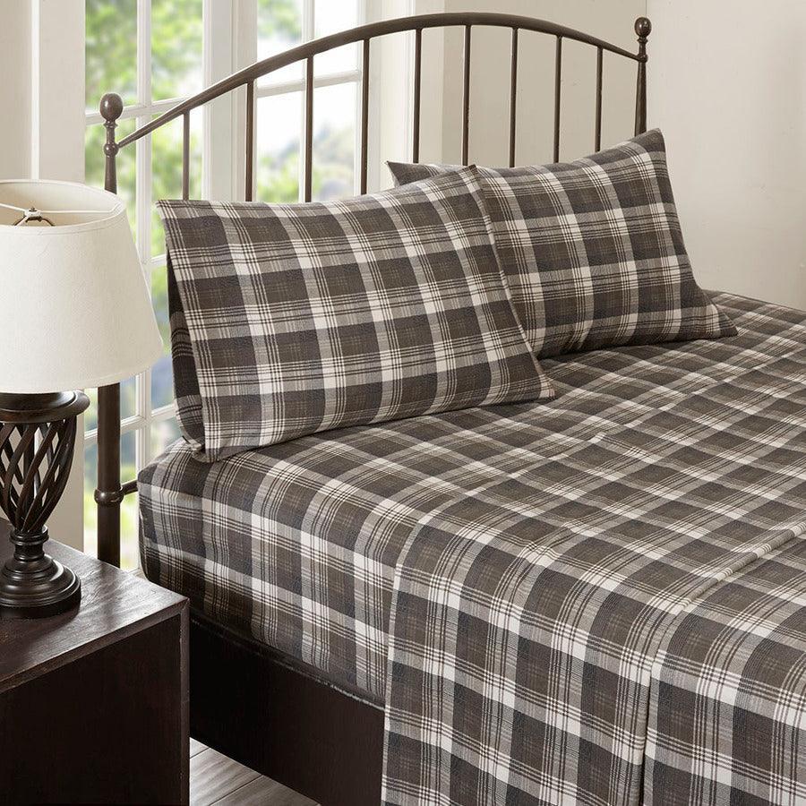 Flannel King Cotton Sheet Set Brown Olliix.com