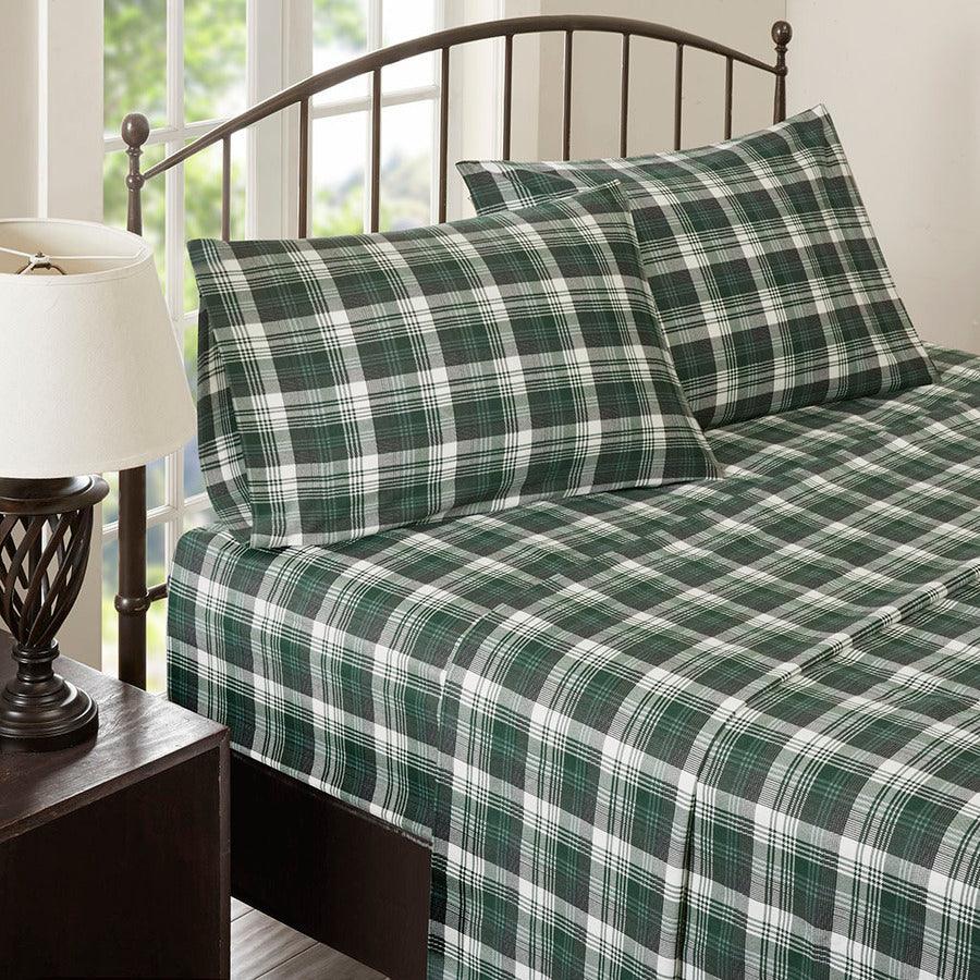 Flannel King Cotton Sheet Set Green Olliix.com