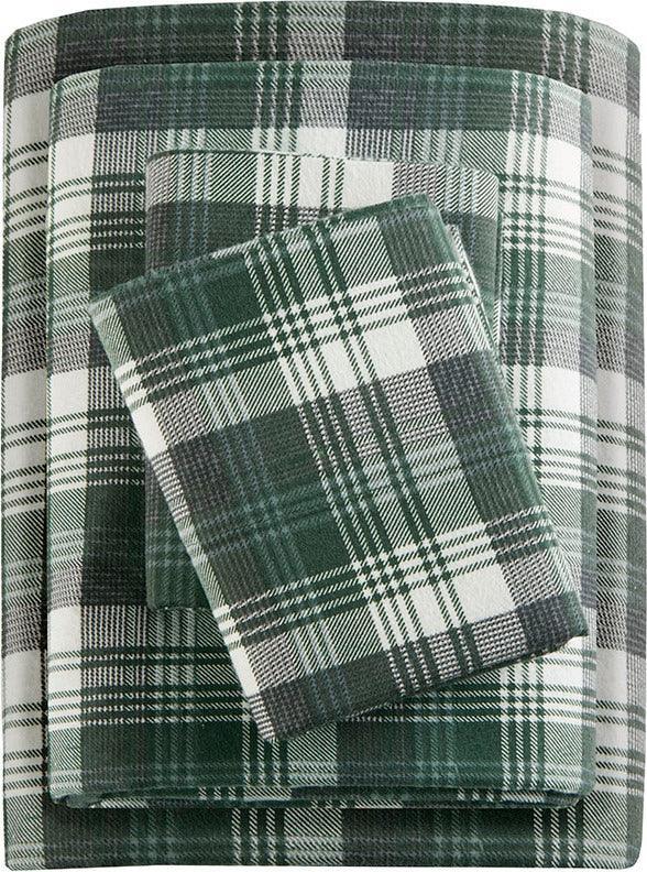 Flannel King Cotton Sheet Set Green Olliix.com