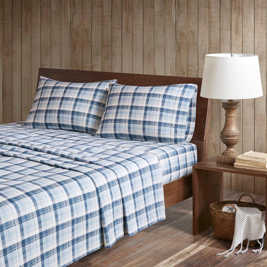 Flannel King Sheet Set Blue Olliix.com