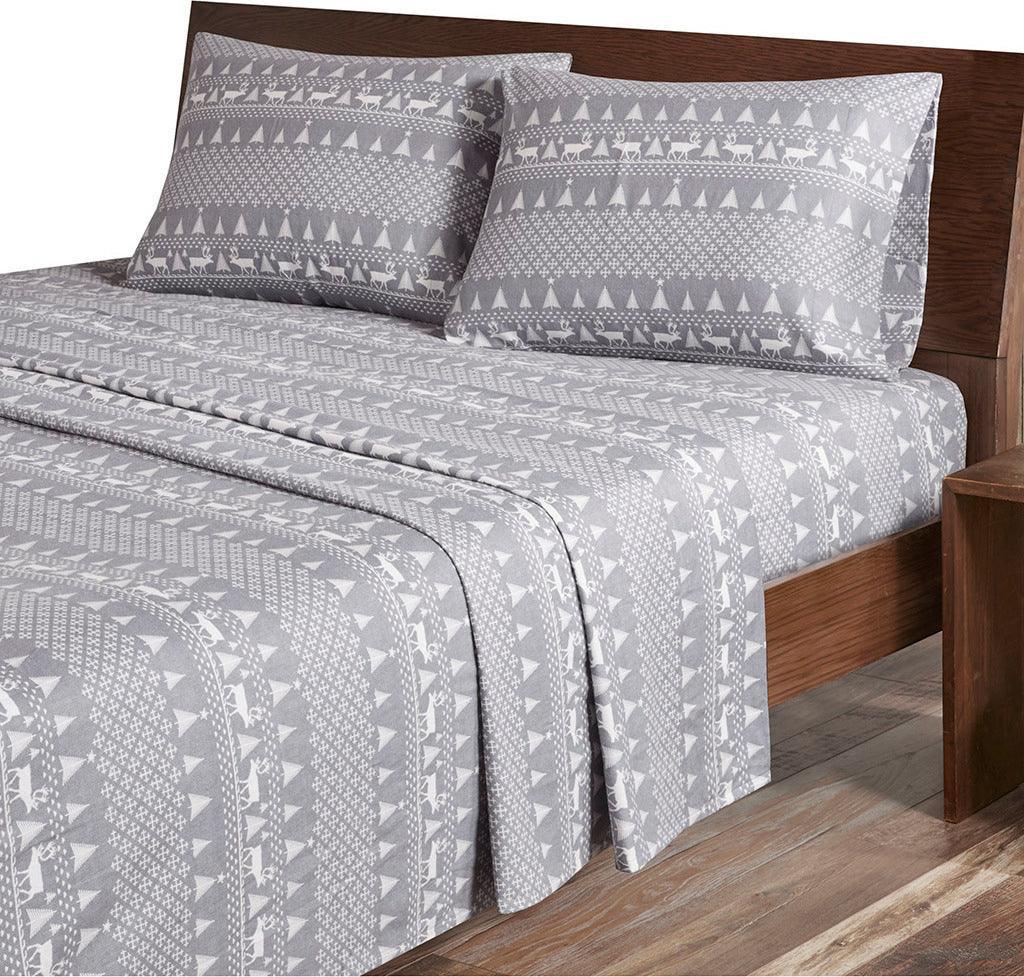 Flannel King Sheet Set Gray Frost Olliix.com