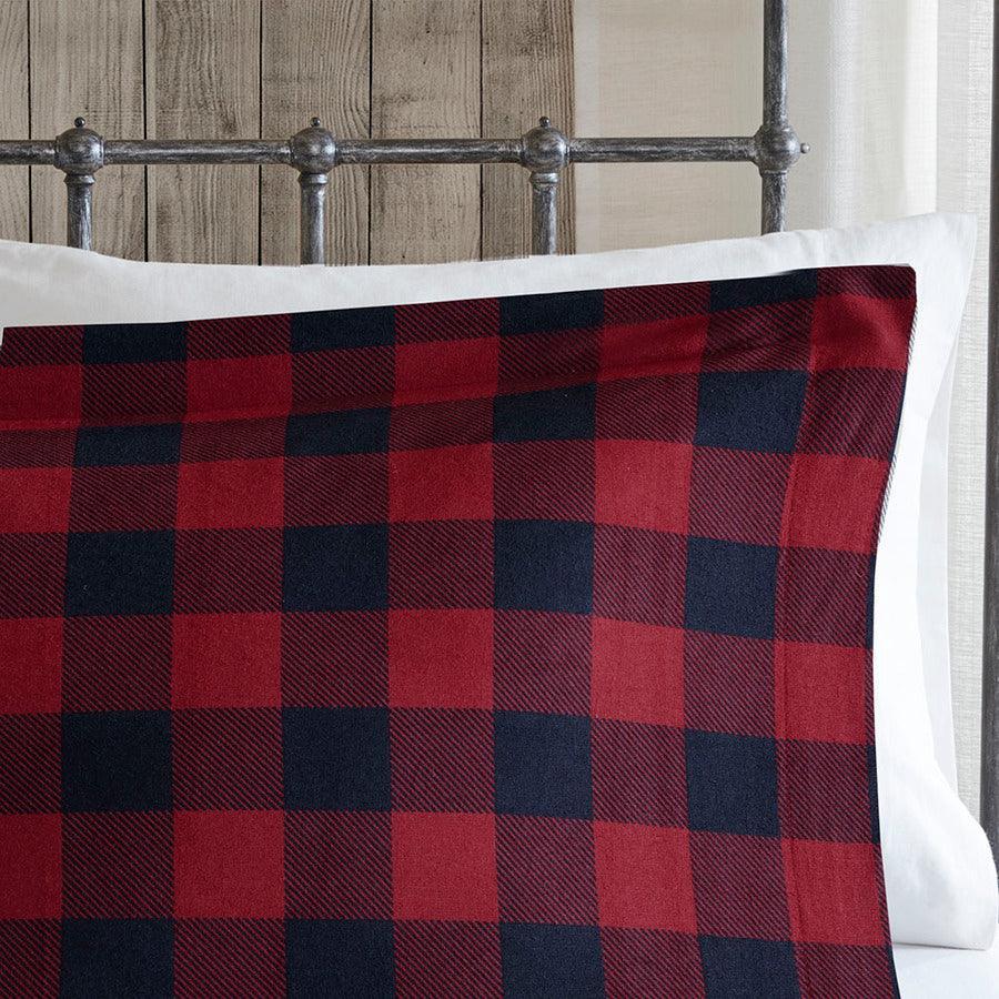 Flannel King/California King Check Print Cotton Duvet Cover Set Black & Red Olliix.com