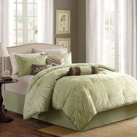 Freeport Glam 7 Piece Comforter Set Green Cal King Olliix.com