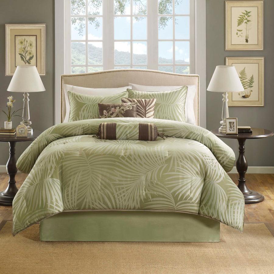 Freeport Glam 7 Piece Comforter Set Green Cal King Olliix.com