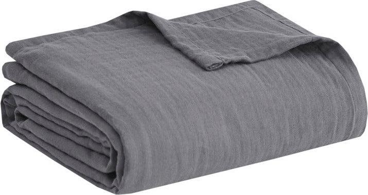 Gauze Casual 100% Cotton Lightweight Blanket King Charcoal Olliix.com