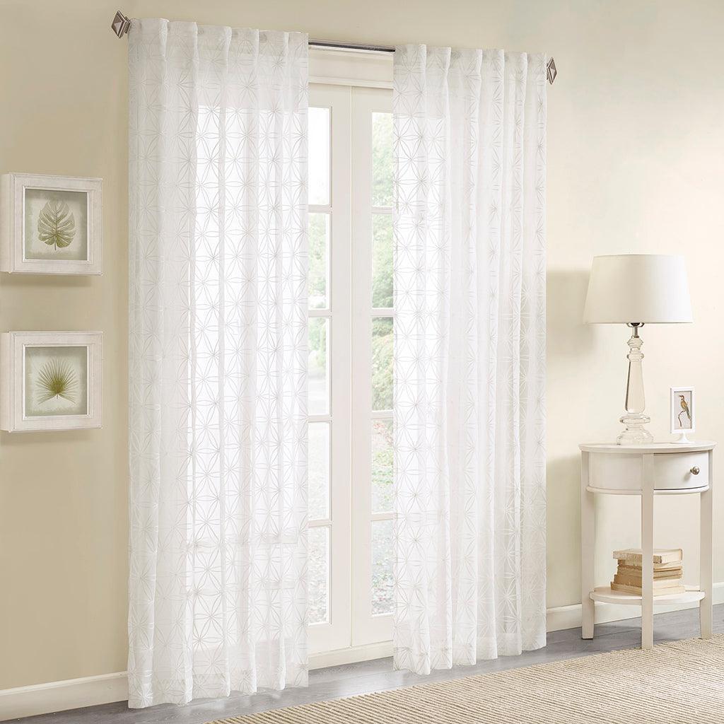 Gemma 63 H Sheer Embroidered Window Curtain White Olliix.com