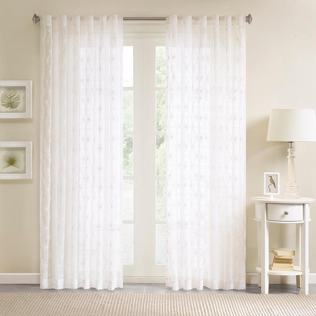 Gemma 63 H Sheer Embroidered Window Curtain White Olliix.com