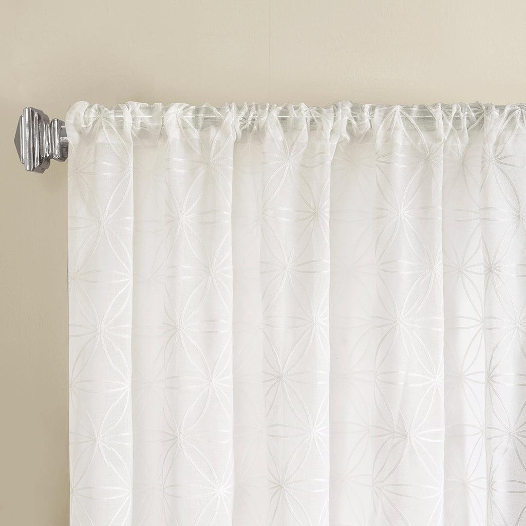 Gemma 63 H Sheer Embroidered Window Curtain White Olliix.com