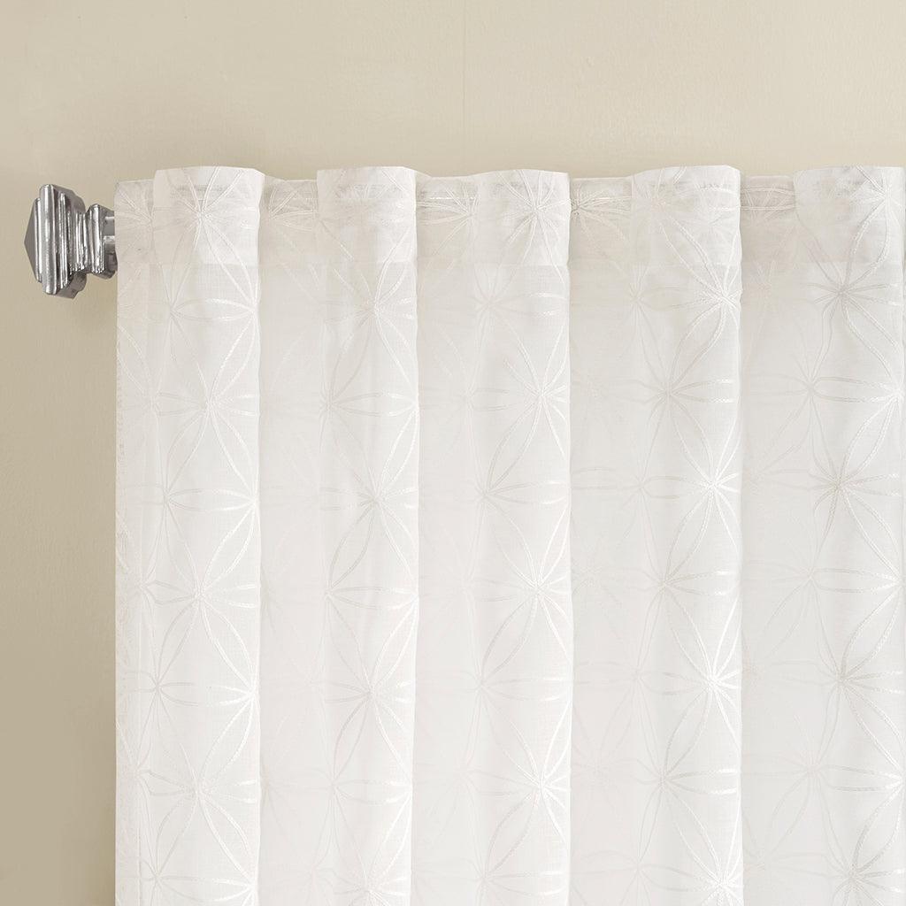 Gemma 63 H Sheer Embroidered Window Curtain White Olliix.com