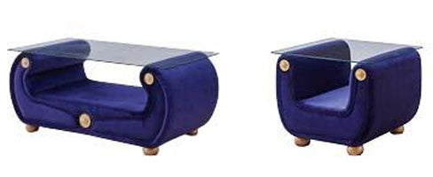 ESF Furniture - Giza 3 Piece Occasional Table Set Blue - GIZA3SETBLUE ESF Furniture