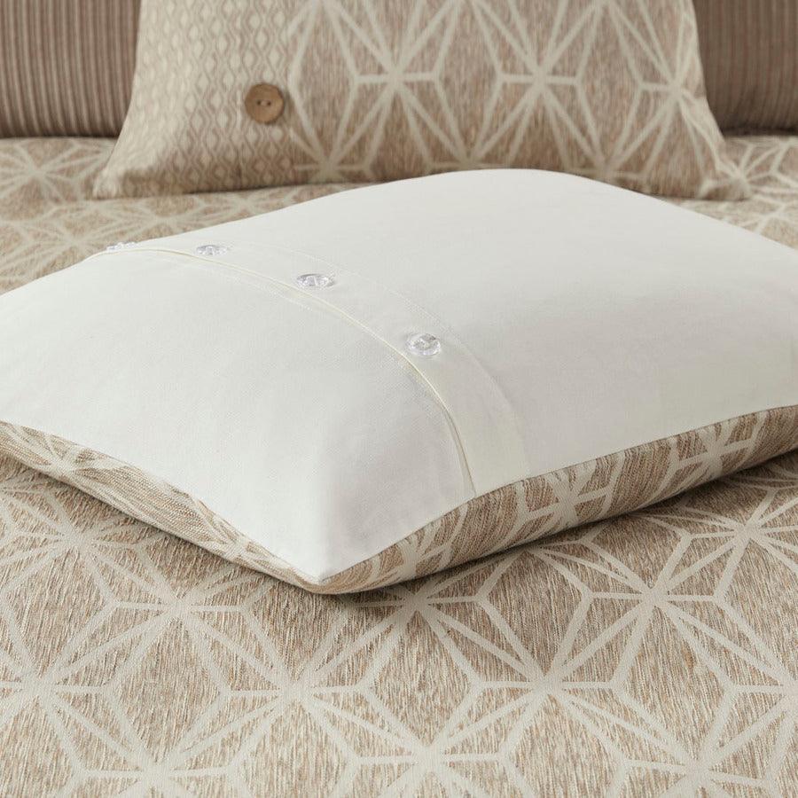 Grace King Geometric Jacquard Comforter Set Taupe Olliix.com