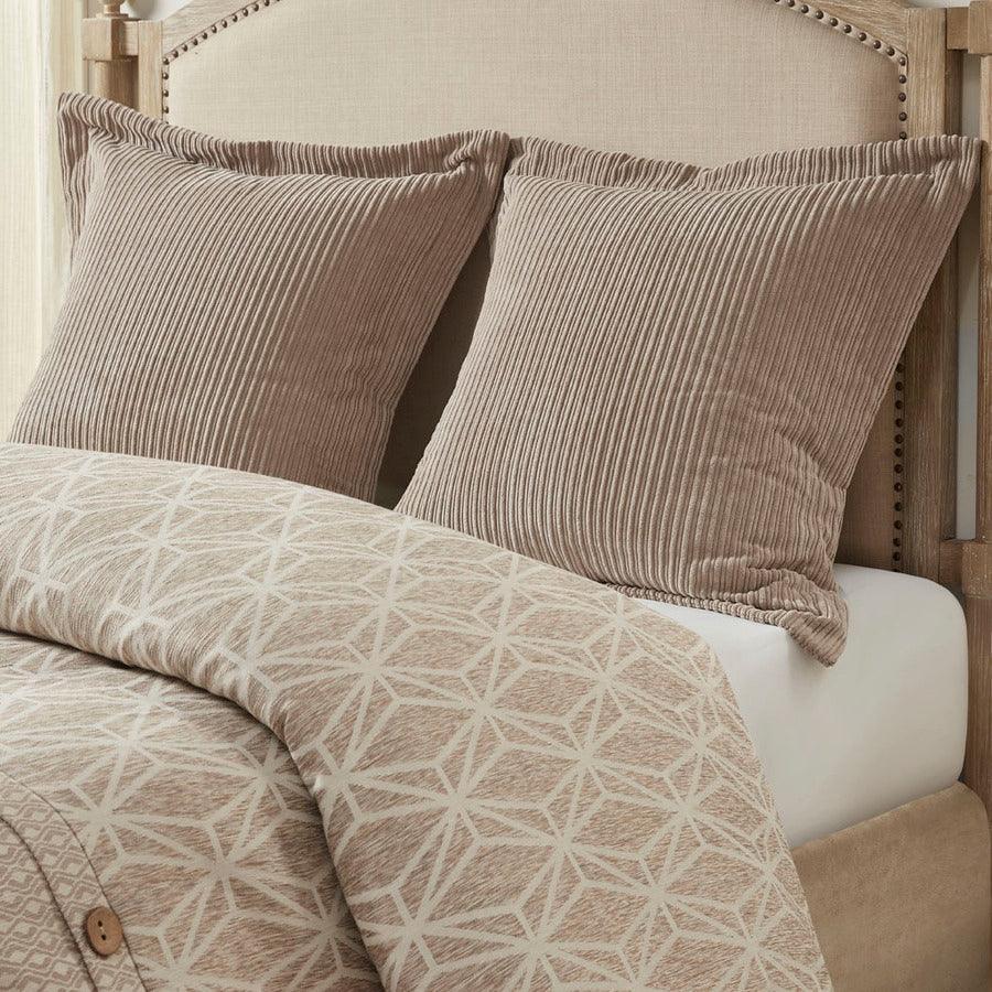 Grace King Geometric Jacquard Comforter Set Taupe Olliix.com