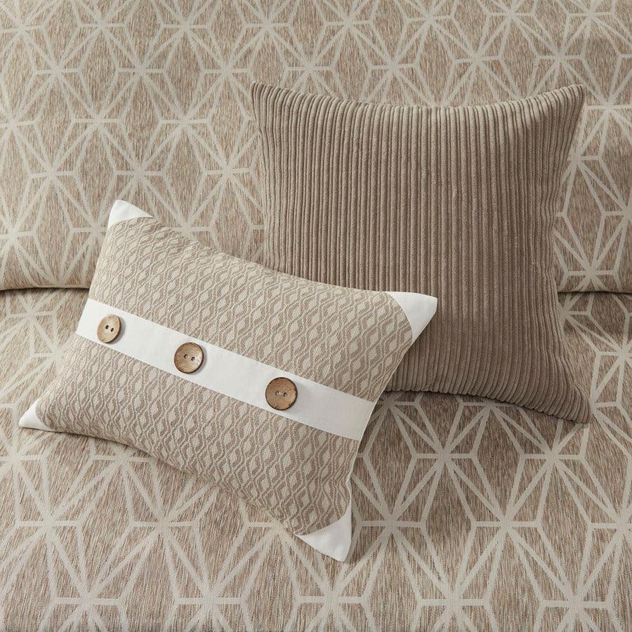 Grace King Geometric Jacquard Comforter Set Taupe Olliix.com