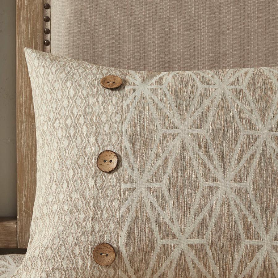 Grace King Geometric Jacquard Comforter Set Taupe Olliix.com