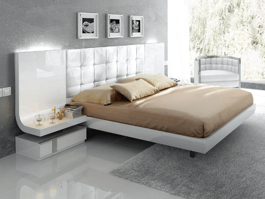 ESF Furniture - Granada Queen Platform Bed in White High Gloss Lacquer - GRANADA-QUEEN ESF Furniture