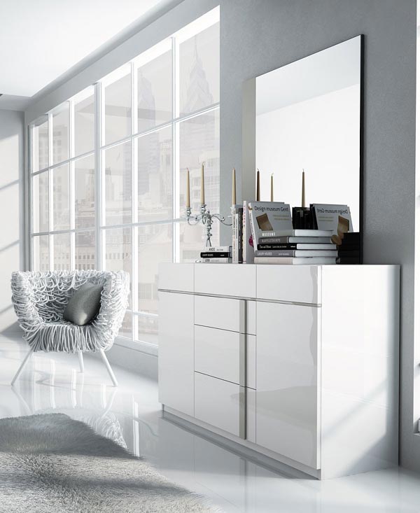 ESF Furniture - Granada 120 Dresser and Mirror - GRANADADRESSERWHITE-M ESF Furniture