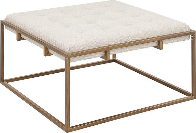 Greenwich Square Shape Button-tufted Metal Base Ottoman/Coffee Table Antique Bronze Olliix.com