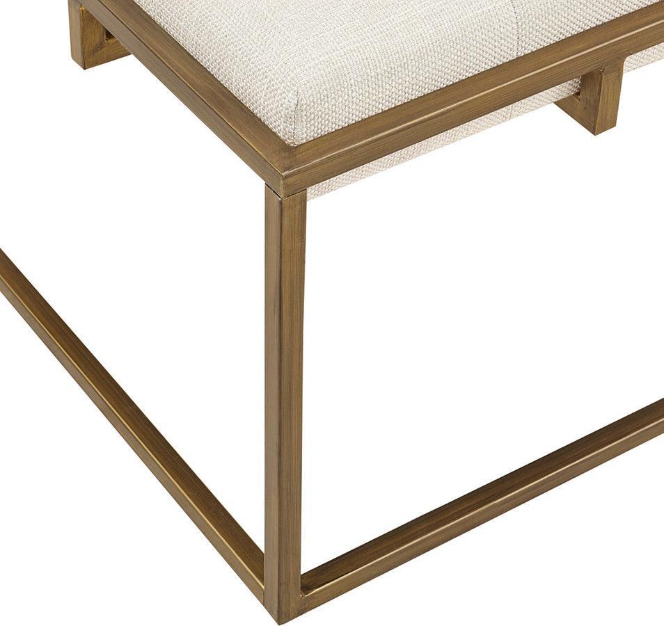 Greenwich Square Shape Button-tufted Metal Base Ottoman/Coffee Table Antique Bronze Olliix.com