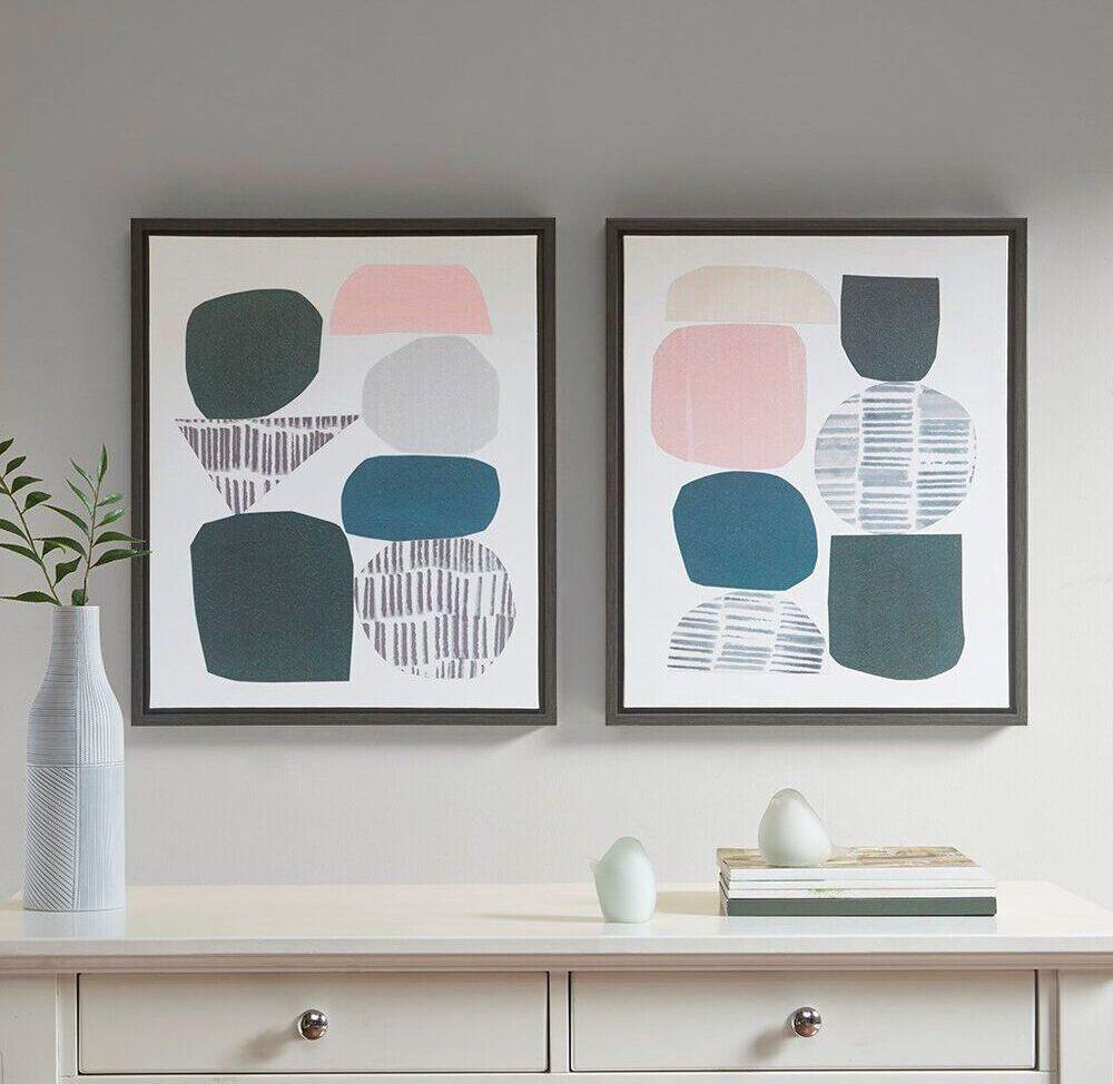 Grey Rock Garden Gel Coat Framed Canvas 2 Piece Set Multicolor Olliix.com