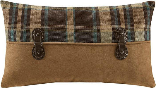 Hadley Lodge/Cabin Plaid Pieced Oblong Pillow 12x20" Multicolor Olliix.com