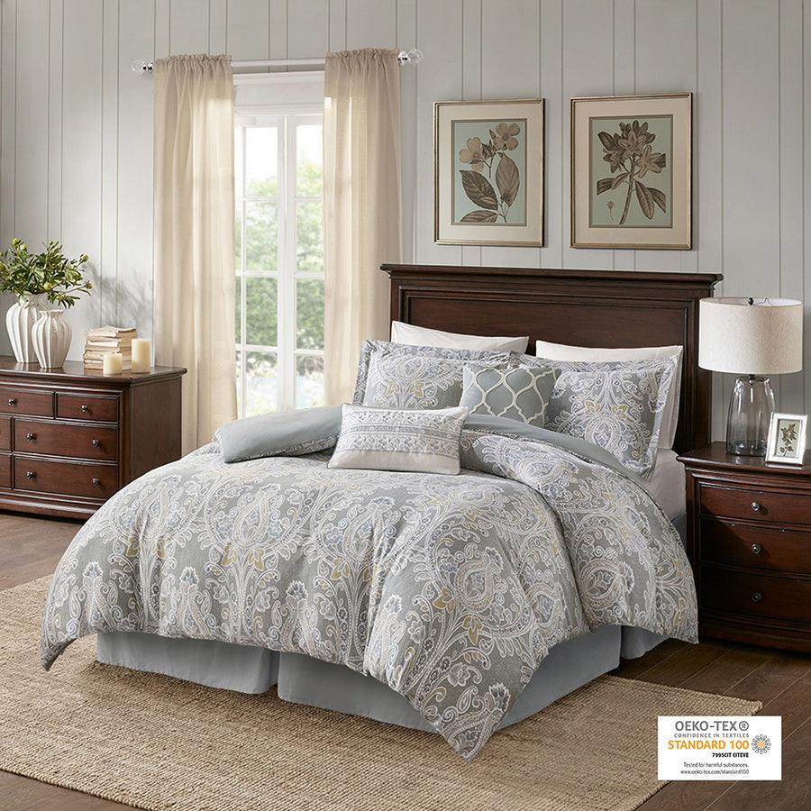 Hallie 20 " D 6 Piece Cotton Comforter Set Gray Queen Olliix.com