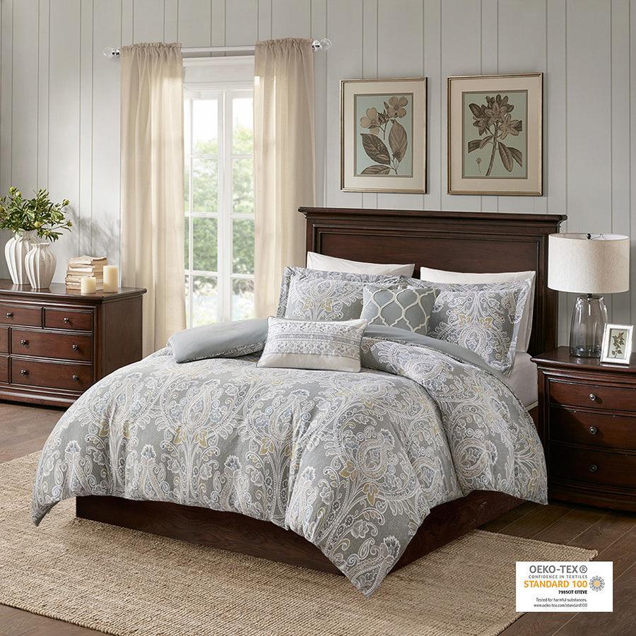 Hallie Full/Queen 5 Piece Cotton Duvet Cover Set Gray Olliix.com