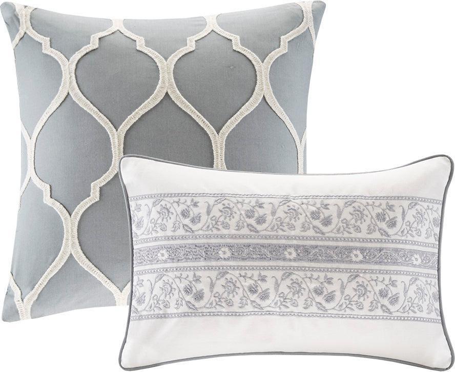 Hallie King 5 Piece Cotton Duvet Cover Set Gray Olliix.com