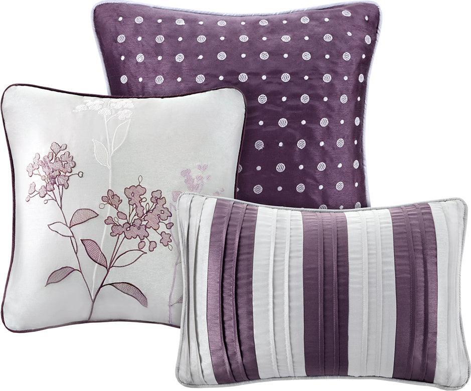 Hampton 7 Piece Comforter Set Plum Queen Olliix.com