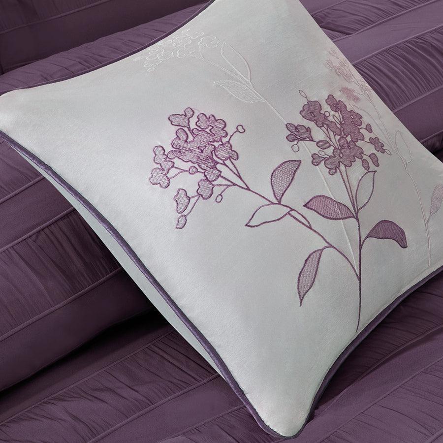 Hampton 7 Piece Comforter Set Plum Queen Olliix.com