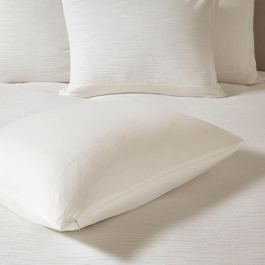 Hanae Cotton Blend Yarn Dyed 3 Piece Comforter Set White King Olliix.com