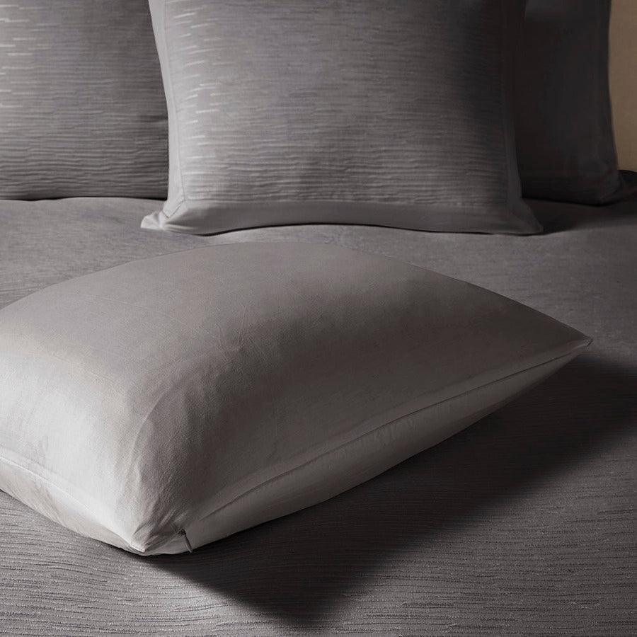 Hanae Global Inspired Cotton Blend Yarn Dyed 3 Piece Duvet Cover Set Full/Queen Gray Olliix.com