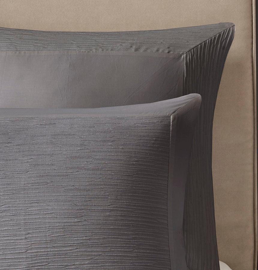 Hanae Global Inspired Cotton Blend Yarn Dyed 3 Piece Duvet Cover Set King/Cal King Gray Olliix.com