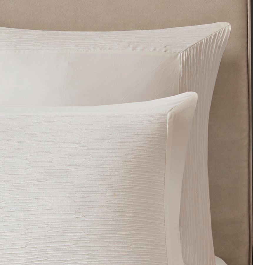 Hanae Global Inspired Cotton Blend Yarn Dyed 3 Piece Duvet Cover Set King/Cal King White Olliix.com