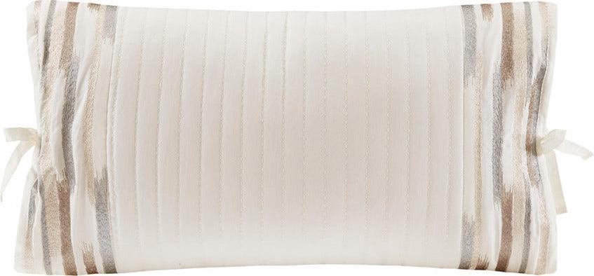 Hanae Global Inspired Embroidered Cotton Oblong Decorative Pillow 12"W x 20"L White Olliix.com