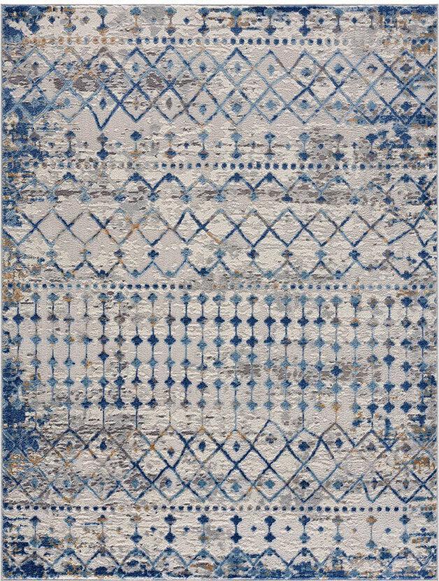 Hannah Moroccan Area  5 x 7 Rug Blue & Cream Olliix.com