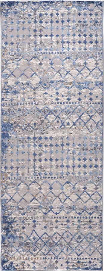 Hannah Runner 2'7"x7' Area Rug Blue & Cream Olliix.com