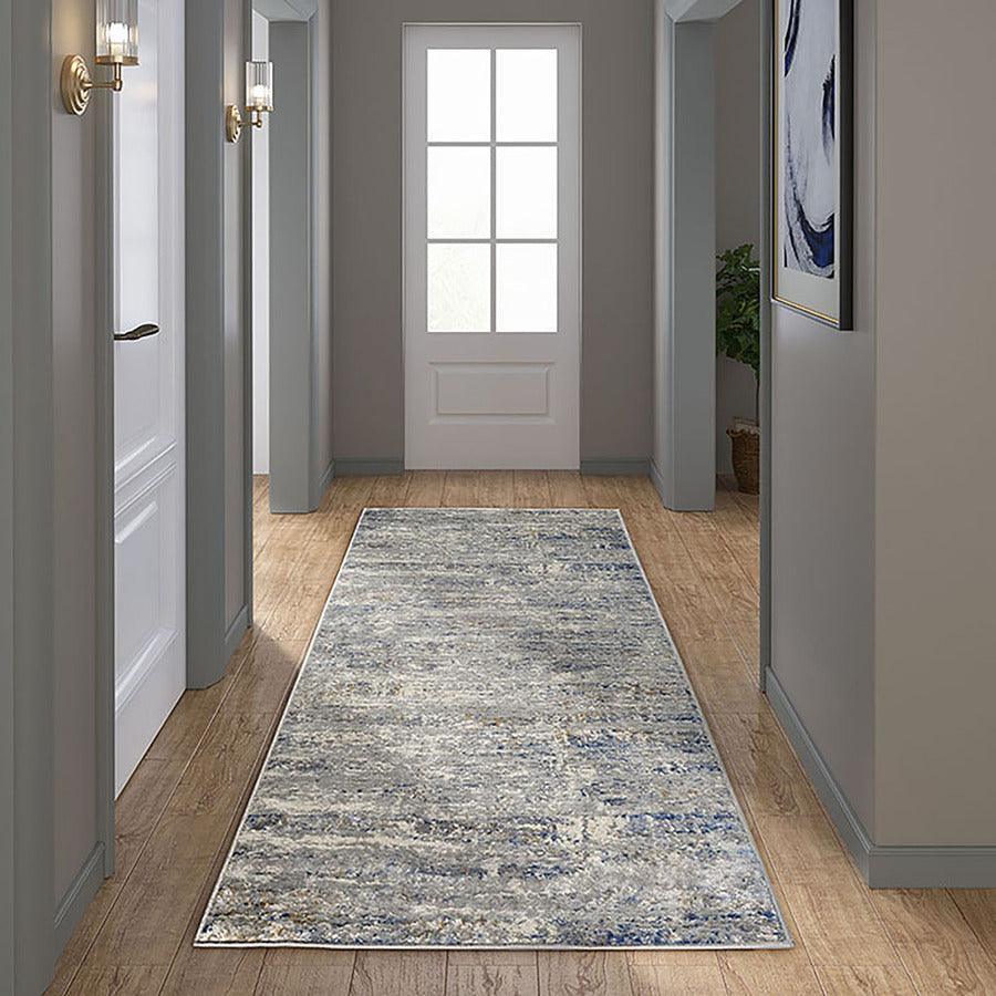 Harley Runner 2'7"x7' Area Rug Blue & Cream Olliix.com