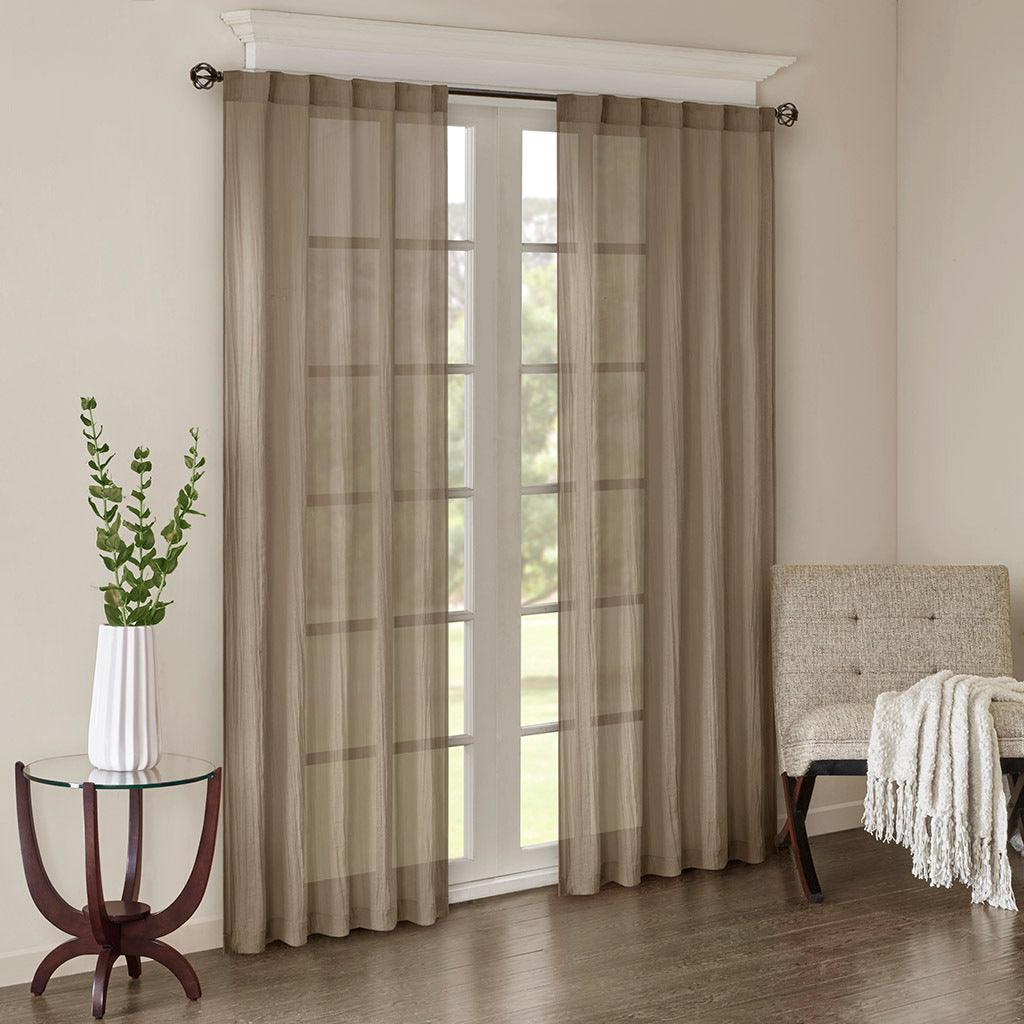 Harper 95" Solid Crushed Window Panel Pair Taupe Olliix.com