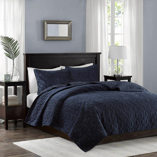 Harper Full/Queen Coverlet & Bedspread Navy Olliix.com