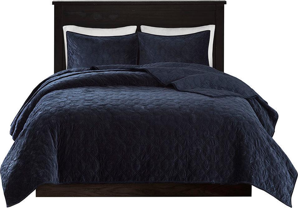 Harper Full/Queen Coverlet & Bedspread Navy Olliix.com