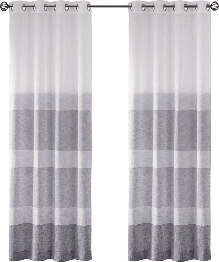 Hayden 84 H Woven Faux Linen Striped Window Sheer Gray Olliix.com