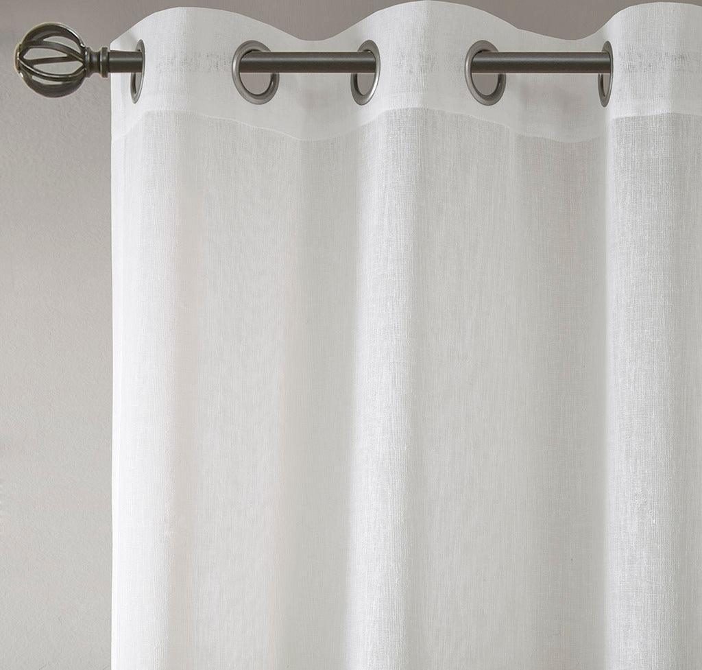 Hayden 84 H Woven Faux Linen Striped Window Sheer Gray Olliix.com